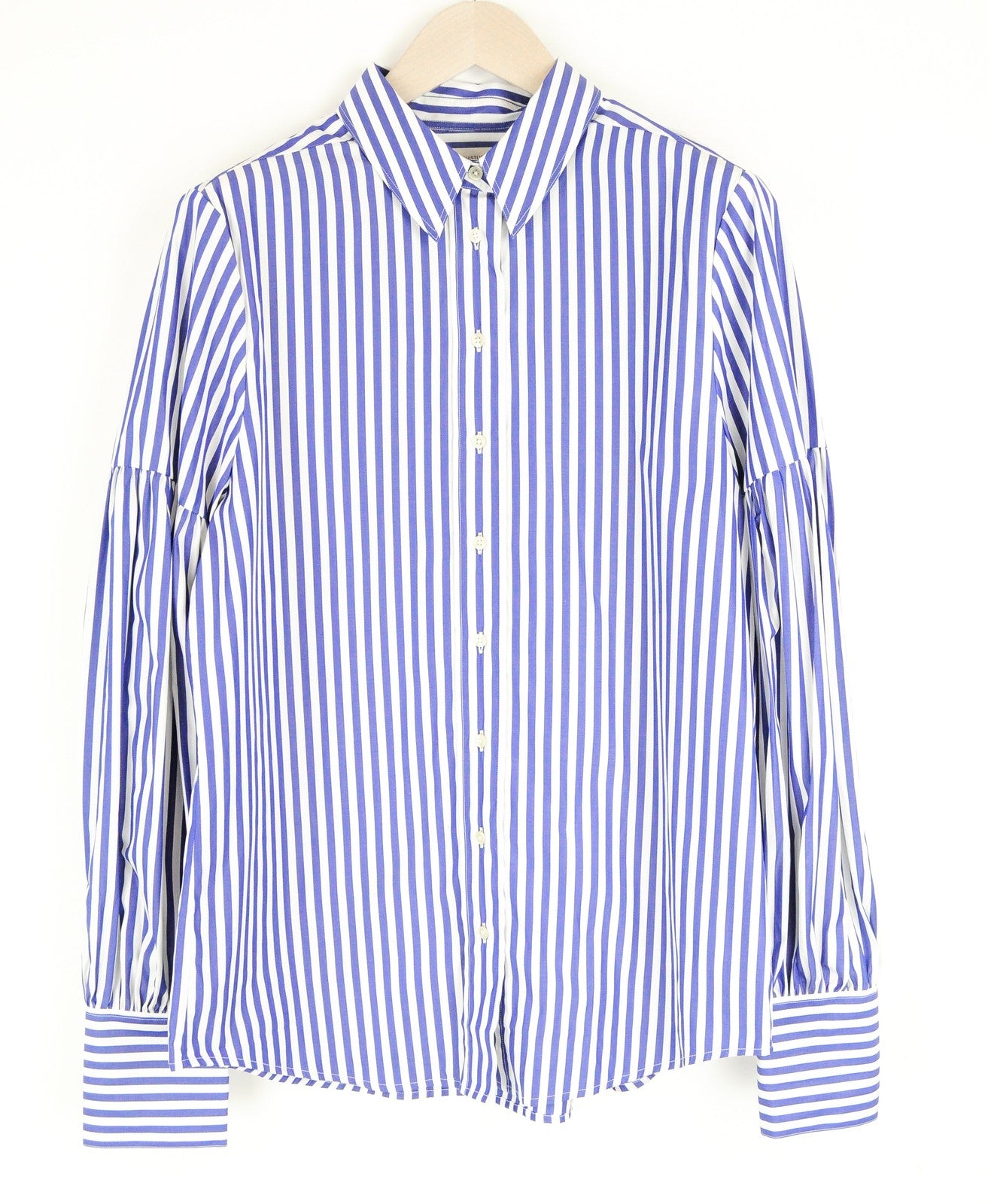 SUISTUDIO Doc Womens UK16 Shirt Blue Striped Cotton Long Sleeved Collared