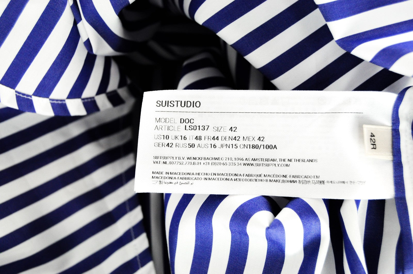 SUISTUDIO Doc Womens UK16 Shirt Blue Striped Cotton Long Sleeved Collared