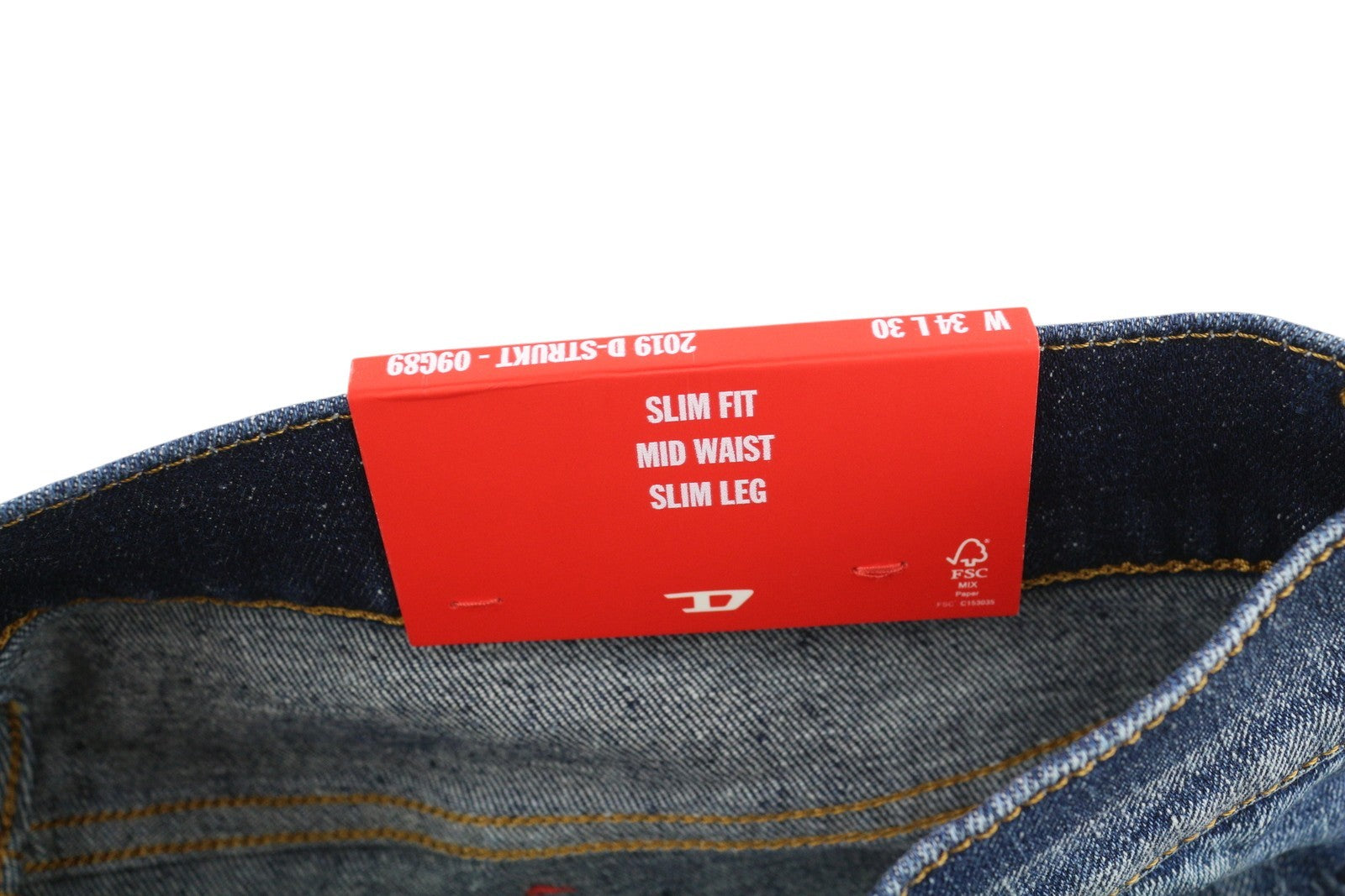 DIESEL 2019 D-Strukt 09G89 Men Jeans W34/L30 Slim Fit Washed Blue Ripped RRP€325