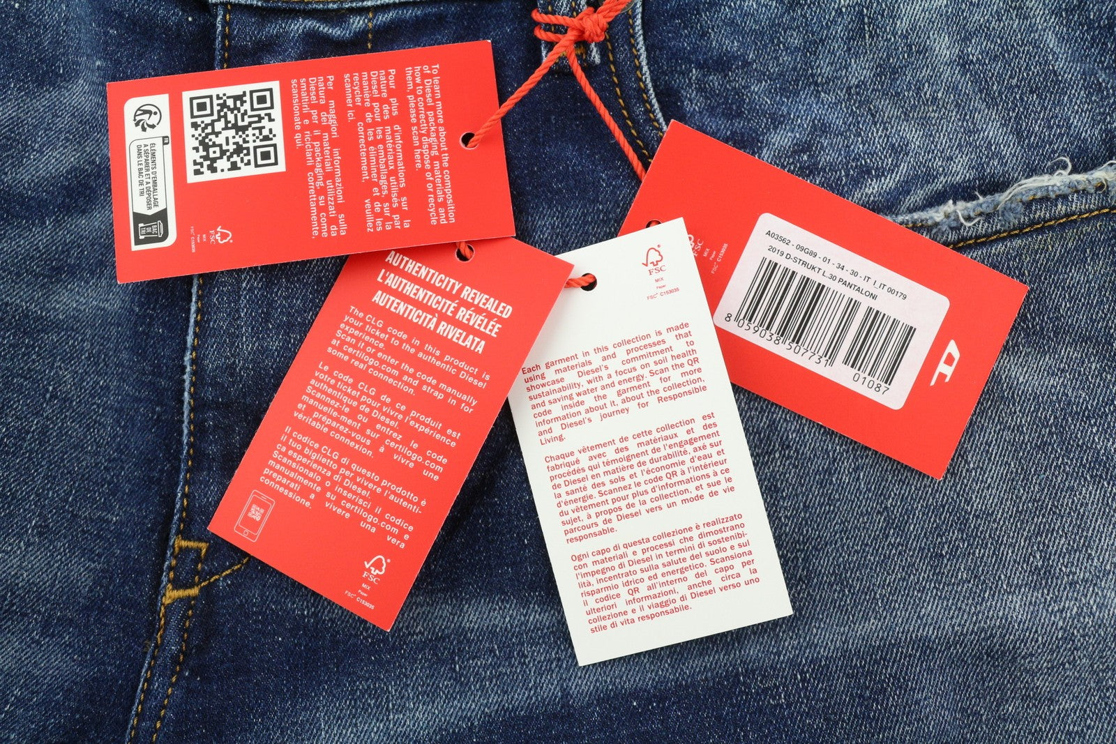 DIESEL 2019 D-Strukt 09G89 Men Jeans W34/L30 Slim Fit Washed Blue Ripped RRP€325