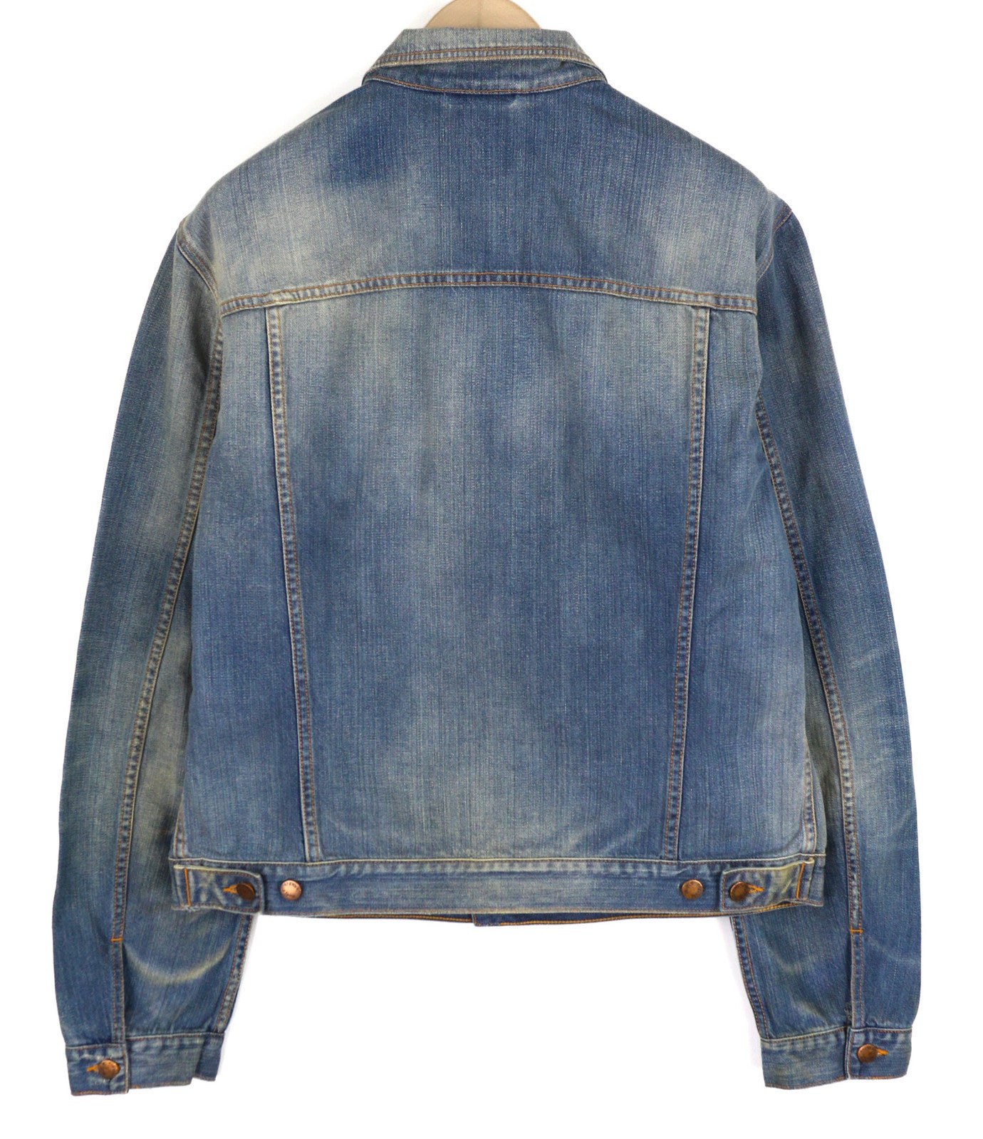 NUDIE Perry Men Jacket 2XL Organic Bright Broken Mid Blue Washed Buttoned Denim