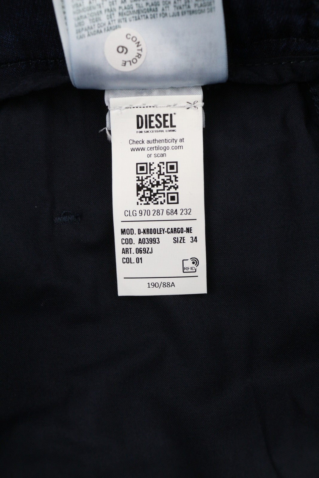 DIESEL D-Krooley-Cargo-Ne 069ZJ Men Jeans W34 Belted Tapered Leg RRP€295 Blue