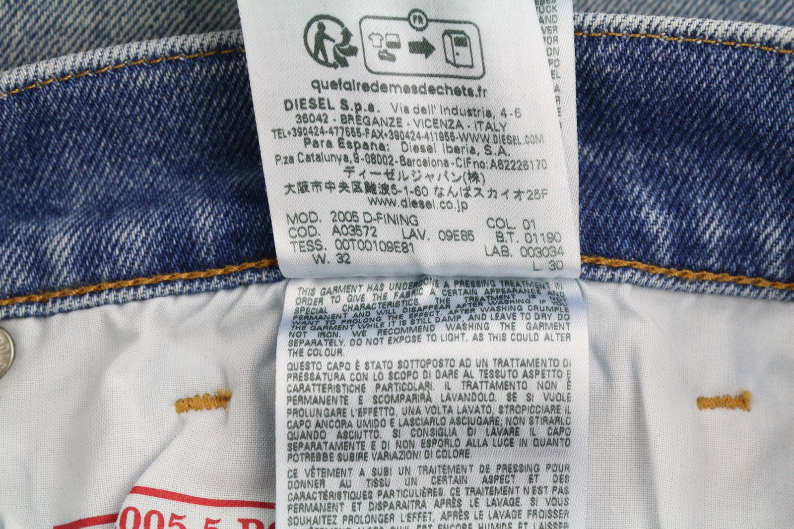 DIESEL 2005 D-Fining 09E85 Men Jeans W32/L30 Blue Washed Regular Tapered RRP€295