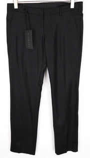 JOHN RICHMOND Black Pleated Wool Trousers UK16 Men's Shiny Thread Tailored Fit
