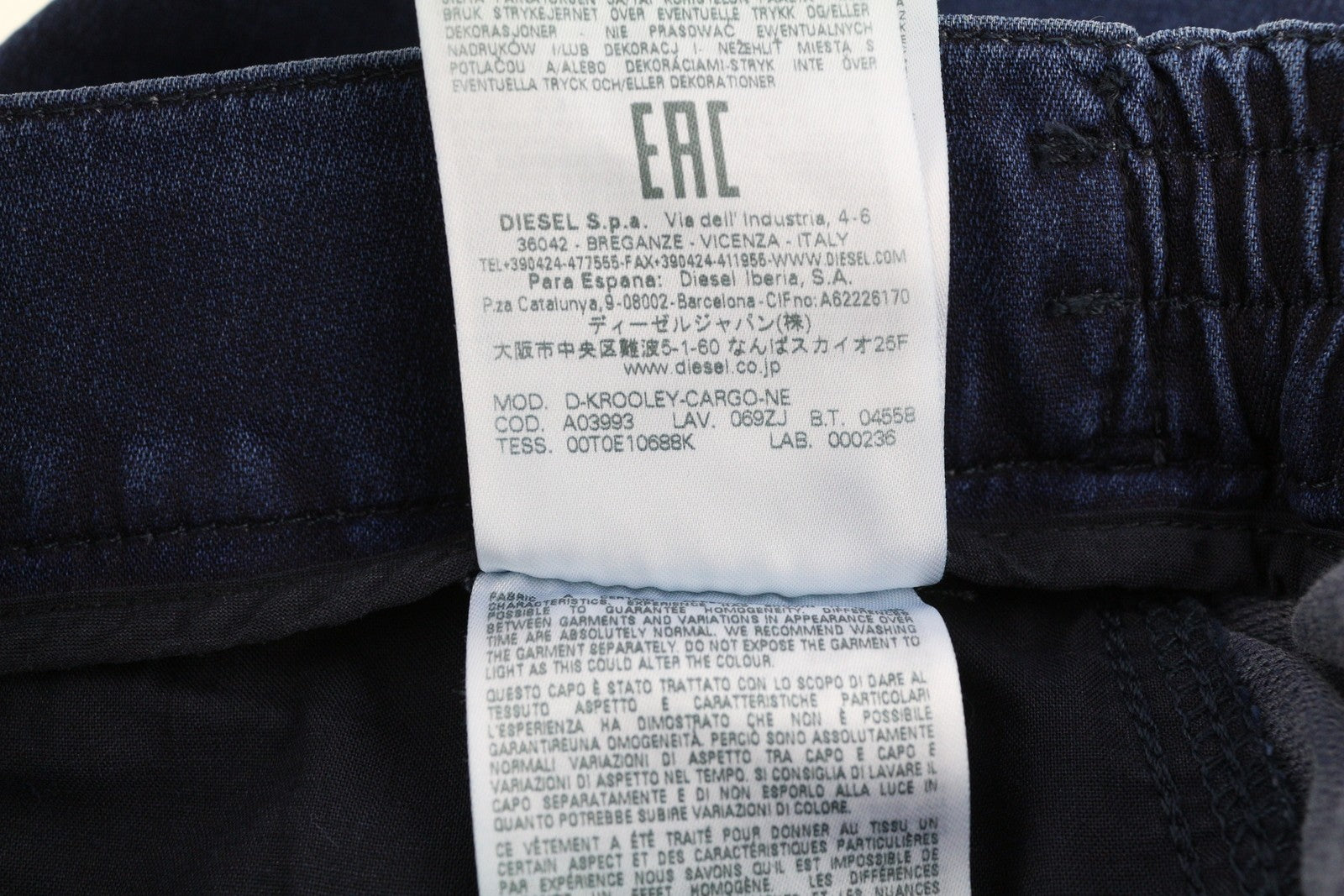 DIESEL D-Krooley-Cargo-Ne 069ZJ Men Jeans W32 Belted Tapered Blue RRP€295