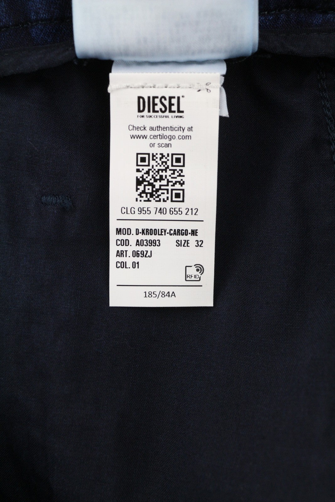 DIESEL D-Krooley-Cargo-Ne 069ZJ Men Jeans W32 Belted Tapered Blue RRP€295