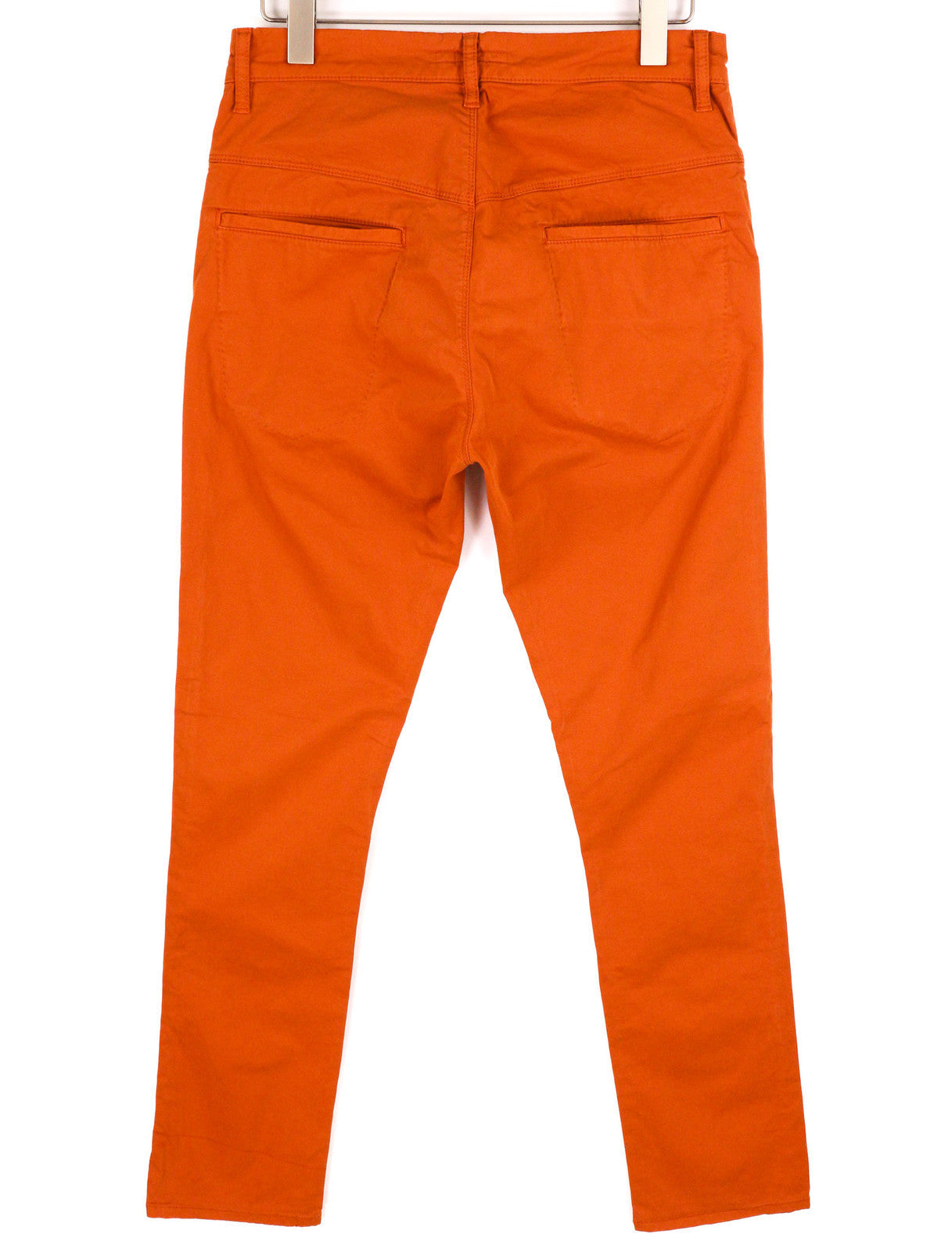 NUDIE JEANS Khaki Slim Men Trousers W31/L32 Organic Warm Orange Zip Casual Chino