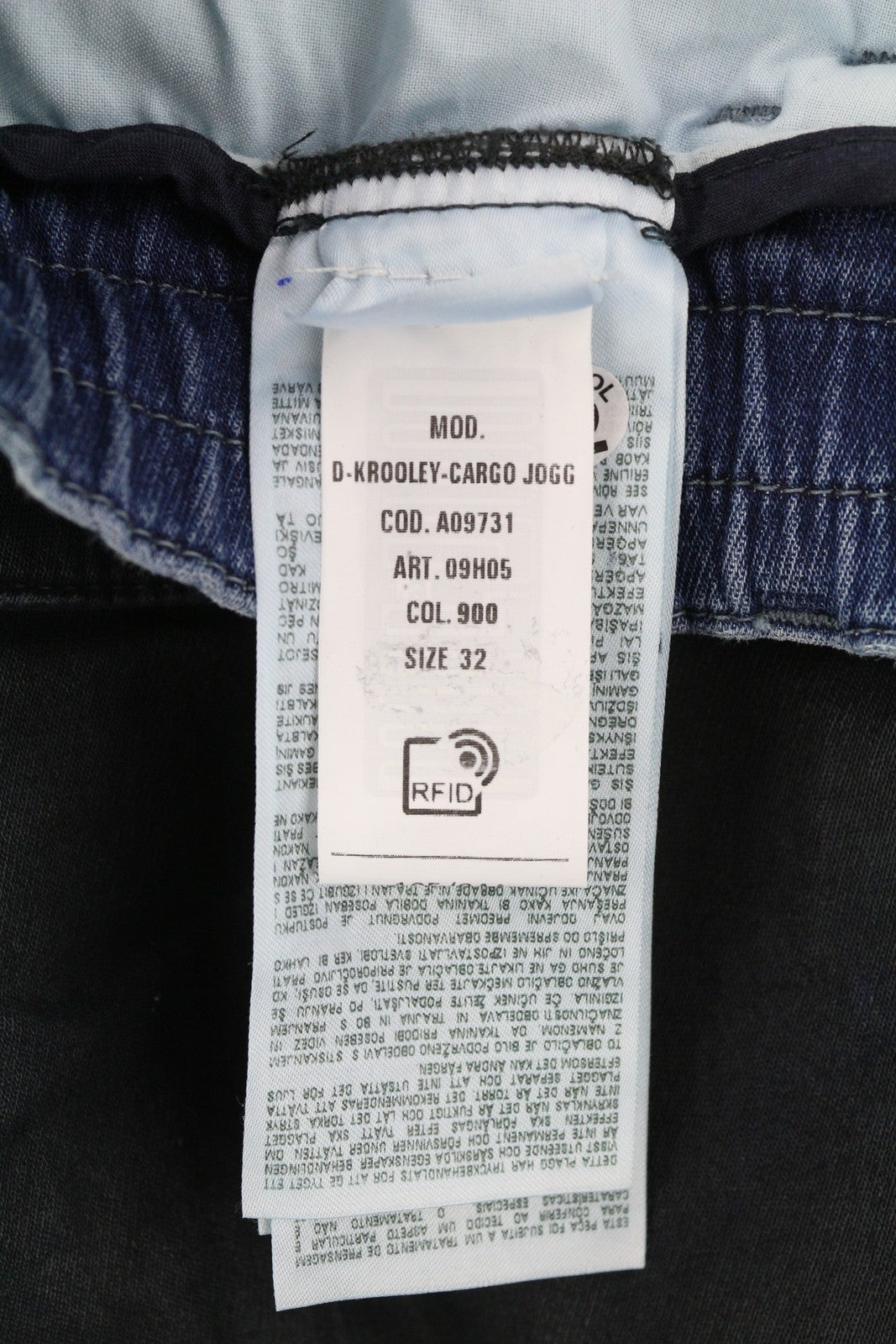 DIESEL D-Krooley-Cargo Jogg 09H05 Men Jeans W32 Elastic Waist RRP€350 Dark Blue