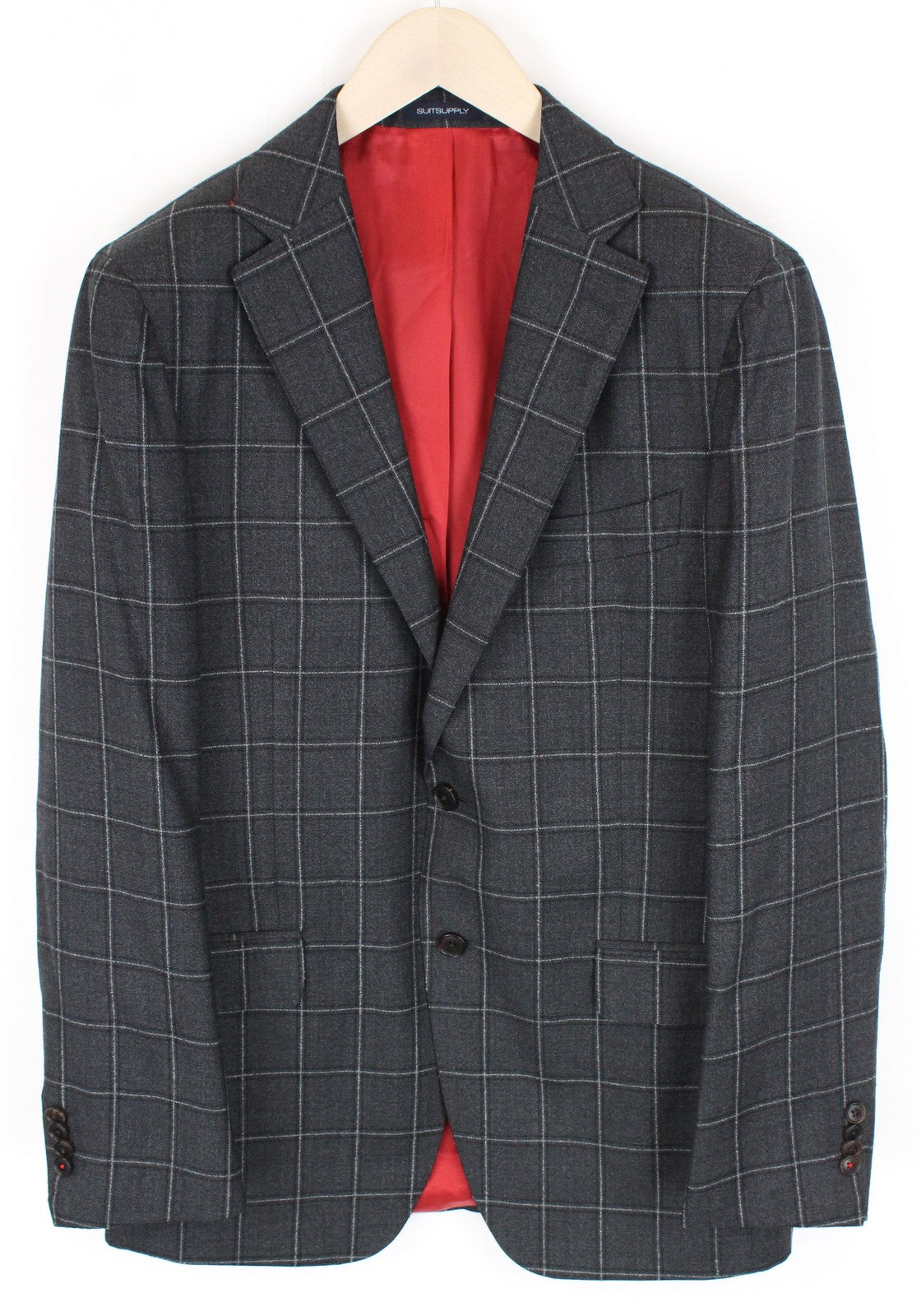 SUITSUPPLY Sienna Mens Blazer UK40R Single-Breasted Wool Dark Grey Checkered