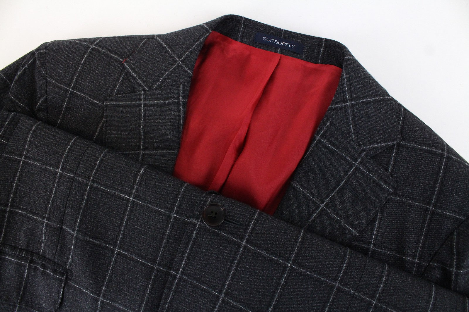 SUITSUPPLY Sienna Mens Blazer UK40R Single-Breasted Wool Dark Grey Checkered