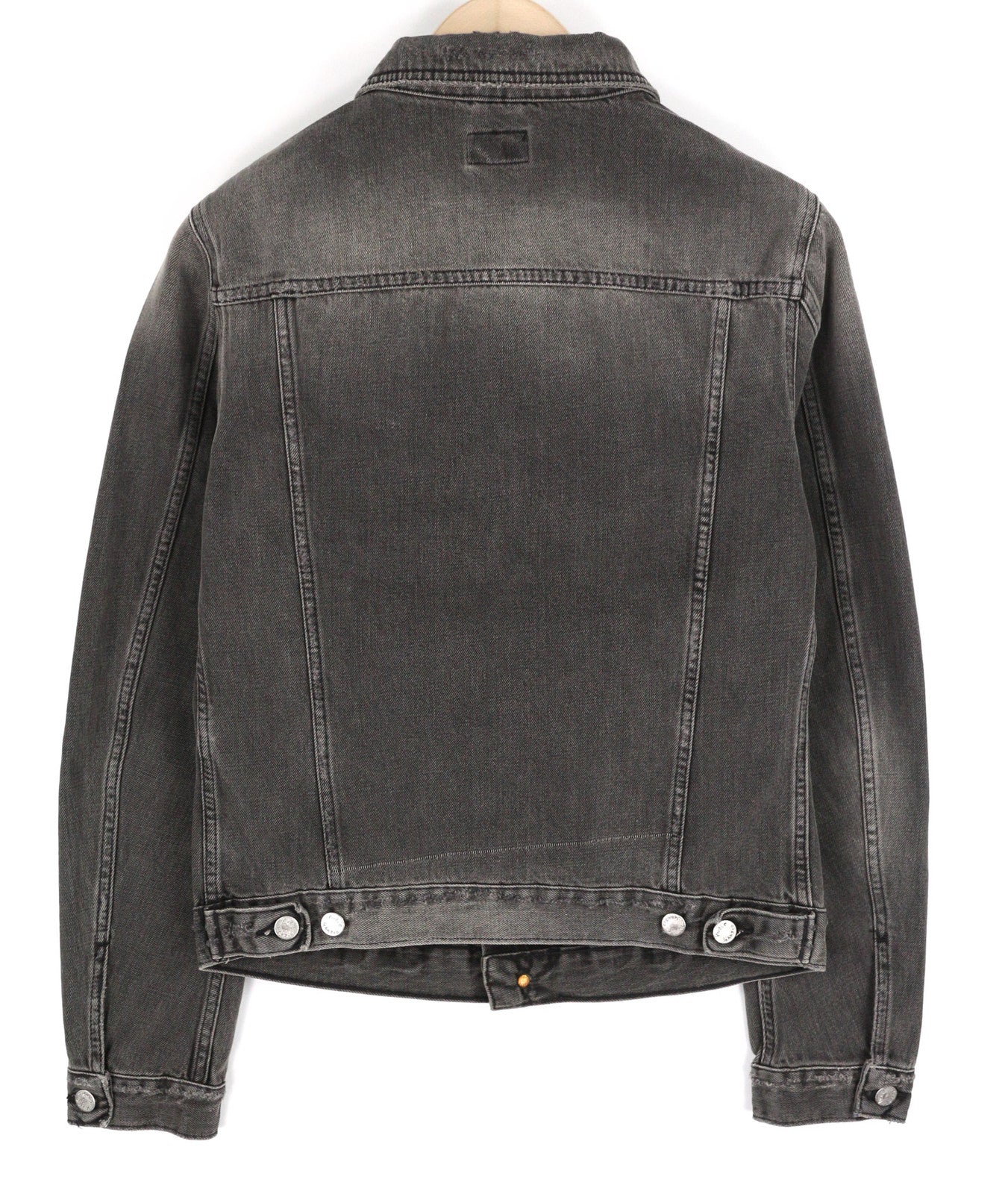 NUDIE Billy Men Jacket S Shimmering Shist Denim Washed Ripped Button Up Grey