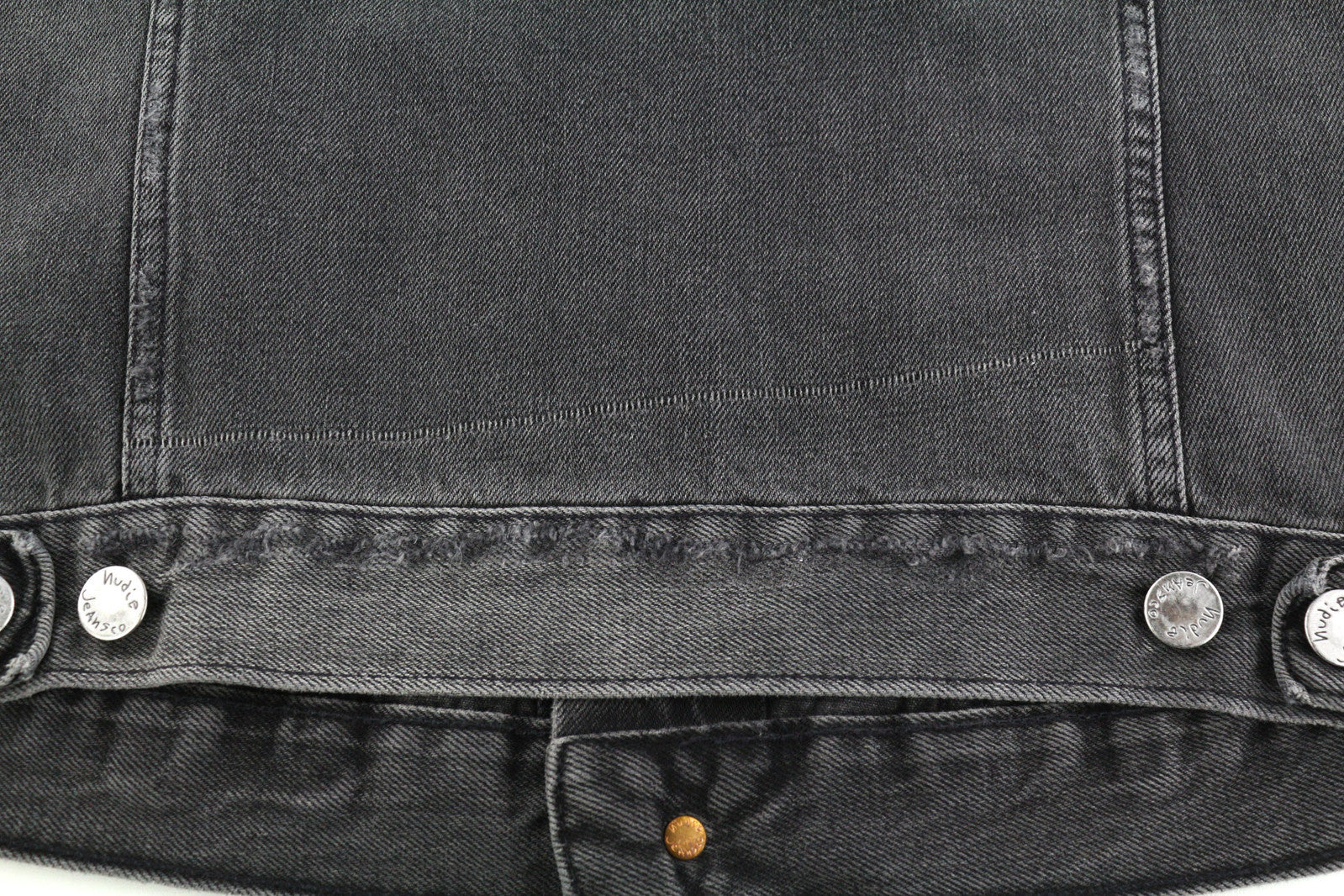 NUDIE Billy Men Jacket S Shimmering Shist Denim Washed Ripped Button Up Grey