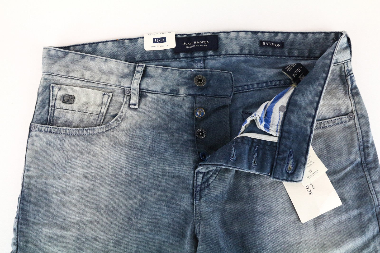 SCOTCH & SODA W32/L34 Jeans Slim Fit 5-Pocket Stretch Blue Cotton Ralston Men`s