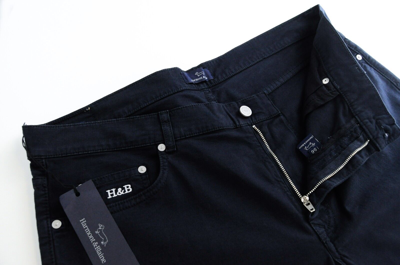 HARMONT & BLAINE Mens Trousers 56 Navy Cotton Stretchy 5-Pocket Chino Style