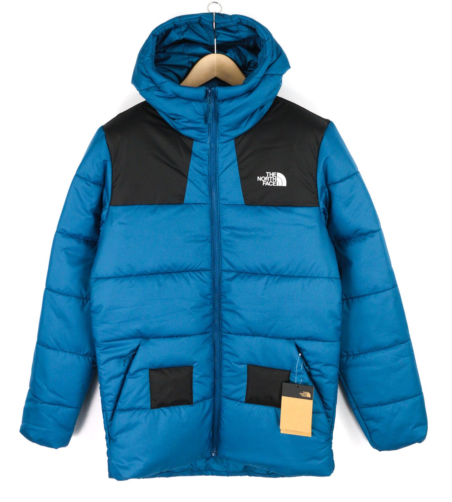 THE NORTH FACE Men Jacket XS Blue Full Zip Insulation Hooded Lined Quilted Logo