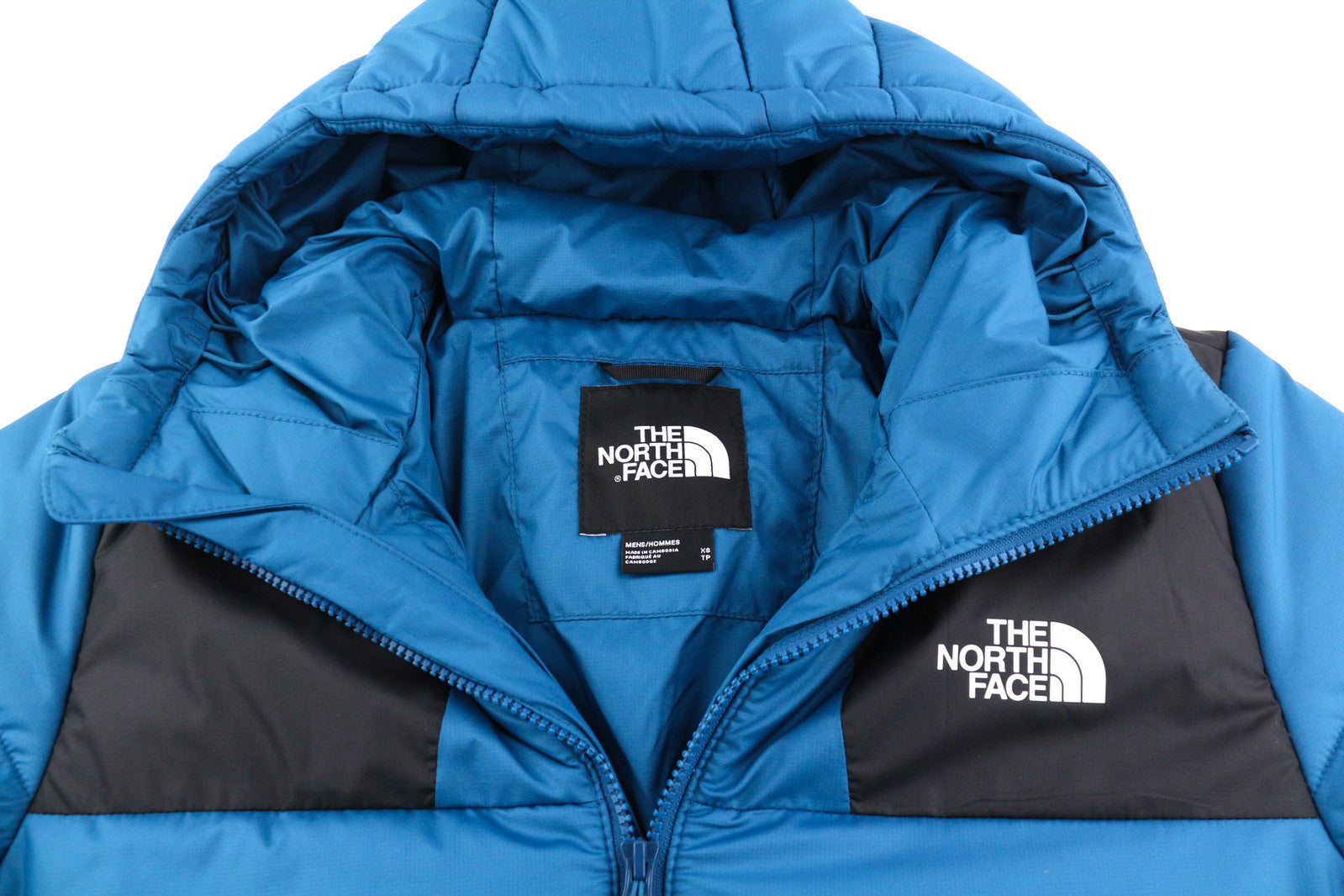 THE NORTH FACE Men Jacket XS Blue Full Zip Insulation Hooded Lined Quilted Logo
