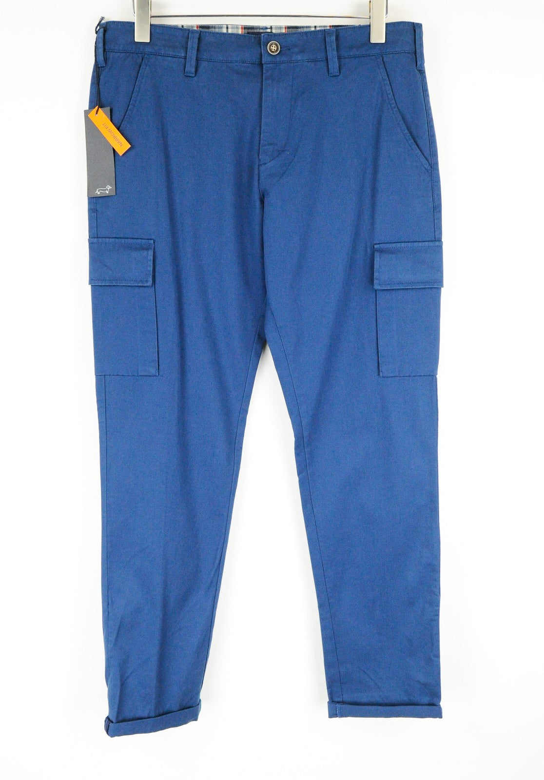 HARMONT & BLAINE Mens 50 Trousers Blue Cotton Stretchy Cargo Narrow  Casual