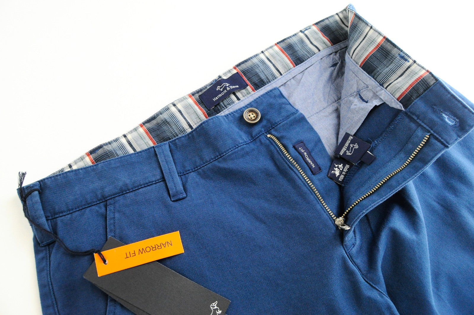 HARMONT & BLAINE Mens 50 Trousers Blue Cotton Stretchy Cargo Narrow  Casual