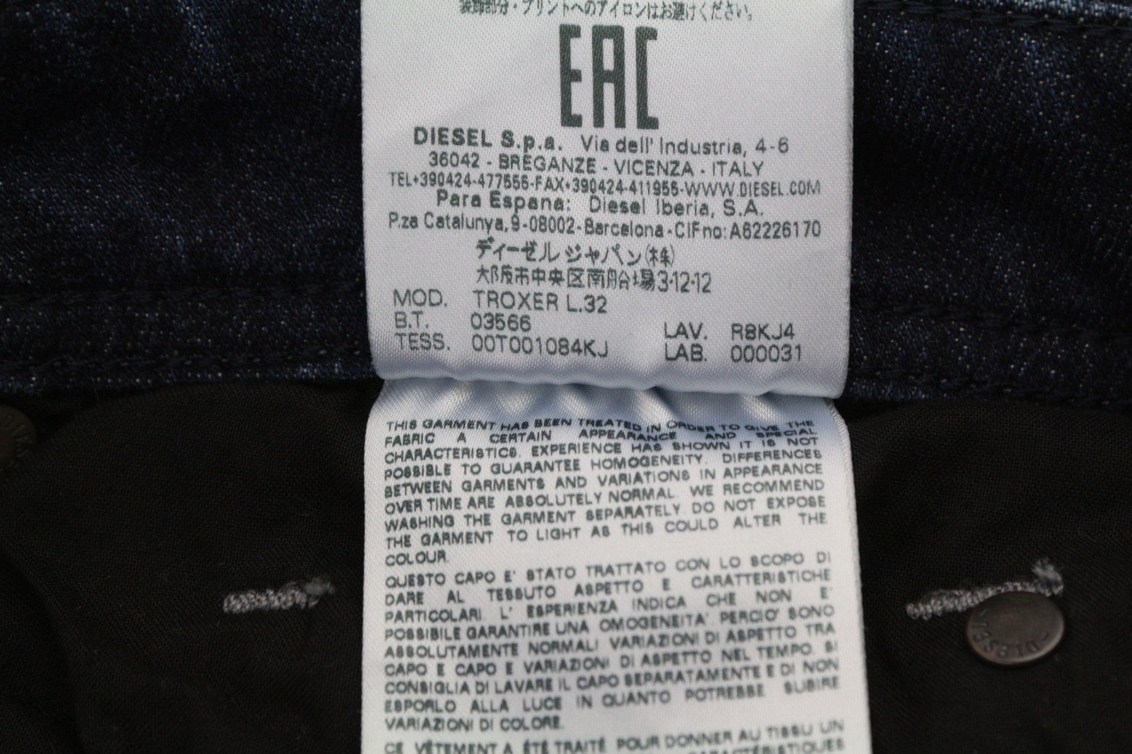 DIESEL Troxer R8KJ4 Mens Jeans W30/L32 Slim Skinny Stretchy Distress Washed