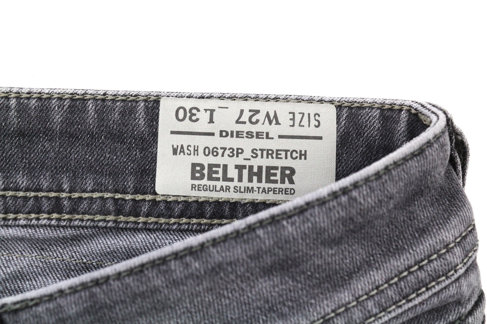 DIESEL Belther 0673P Mens Jeans W27/L30 Regular Slim Tapered Distress Buttoned