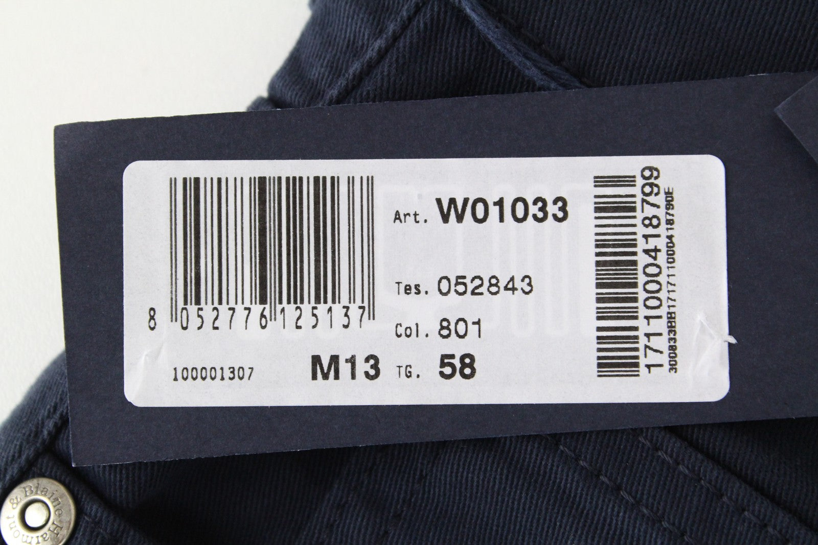 HARMONT & BLAINE Mens 58 Trousers Navy Cotton Stretchy 5-Pocket Narrow Casual