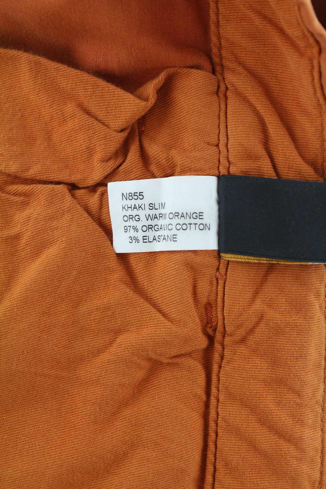 NUDIE JEANS Khaki Slim Men Trousers W28/L30 Organic Warm Orange Zip Casual Chino