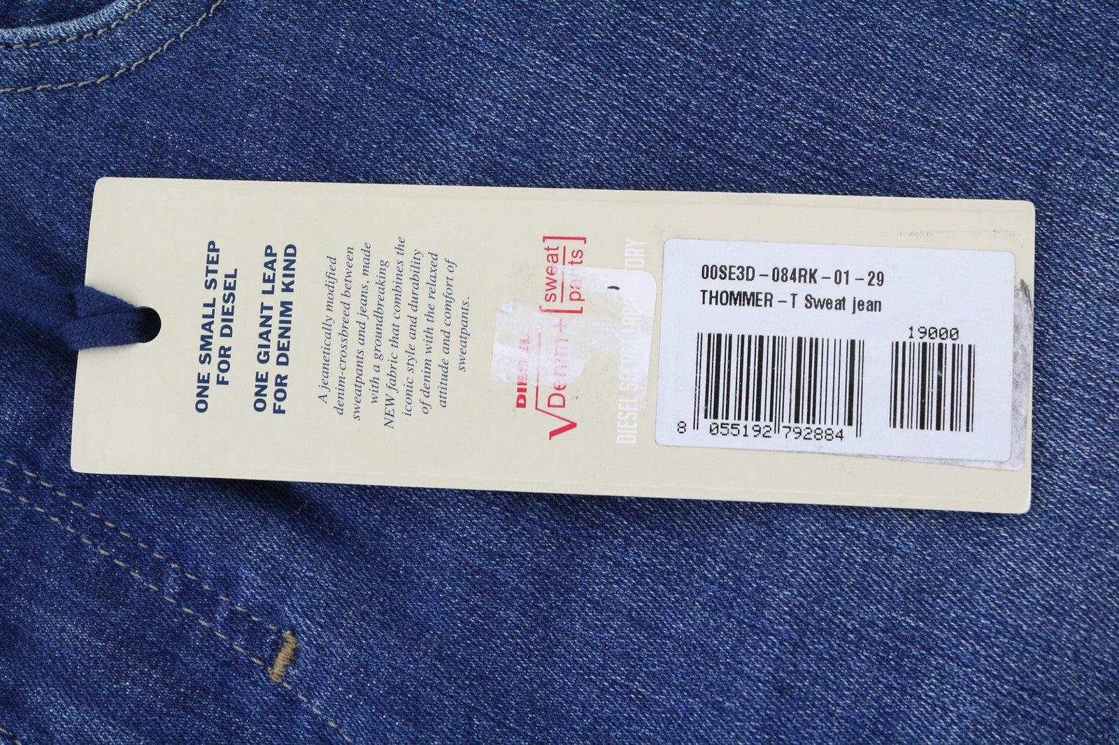 DIESEL Thommer-T 084RK Mens Jeans W29 Stretchy Jogg Sweat Slim  Washed Blue