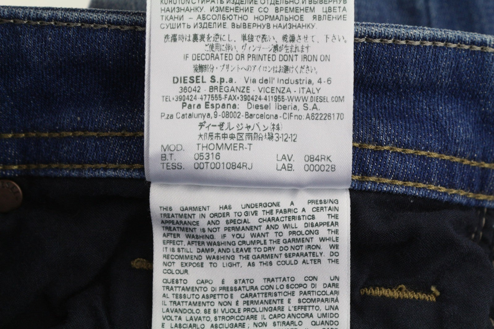 DIESEL Thommer-T 084RK Mens Jeans W28 Stretchy Jogg Sweat Slim  Washed Blue