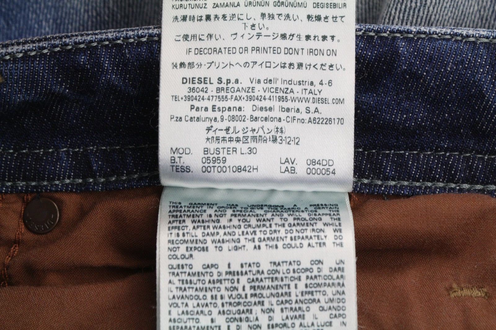 DIESEL Buster 084DD Mens Jeans W27/L30 Regular Slim Tapered Stretch Washed Blue