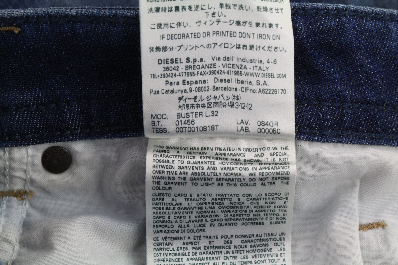 DIESEL Buster 084GR Mens Jeans W28/L32 Regular Slim Tapered Stretch Washed Blue