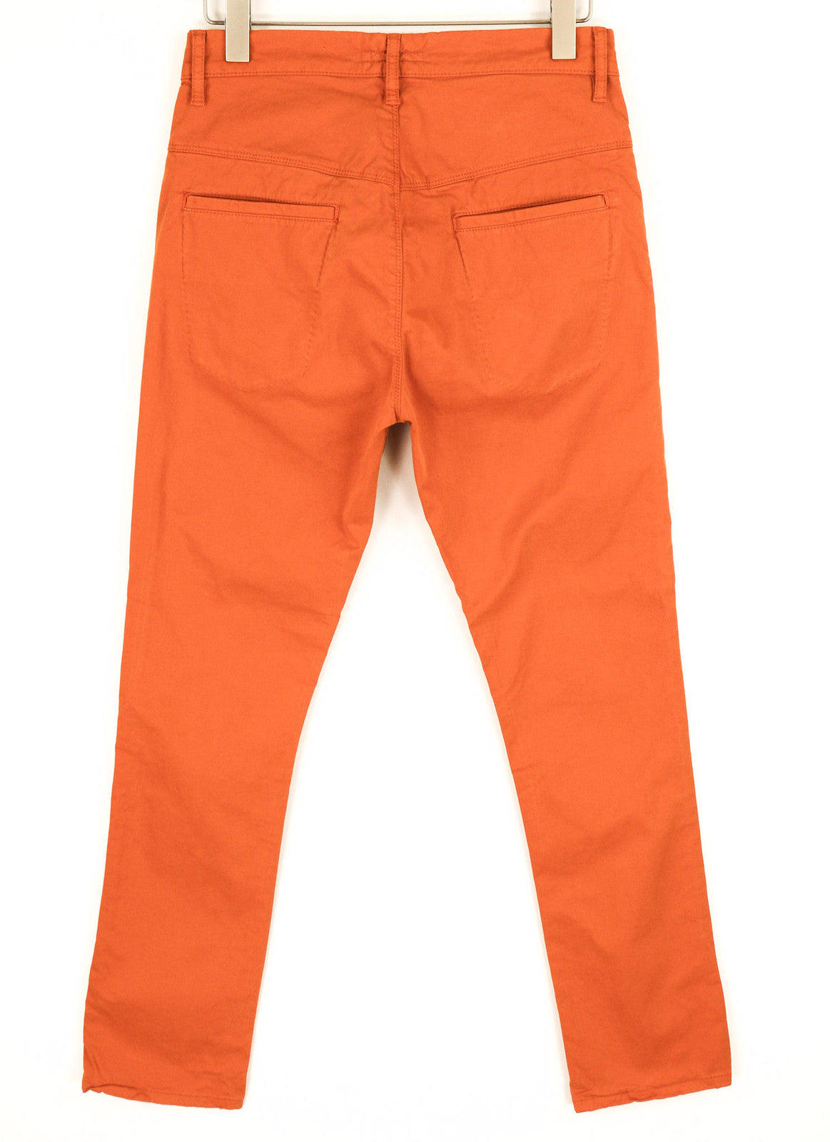 NUDIE JEANS Khaki Slim Men Trousers W30/L30 Organic Warm Orange Zip Casual Chino