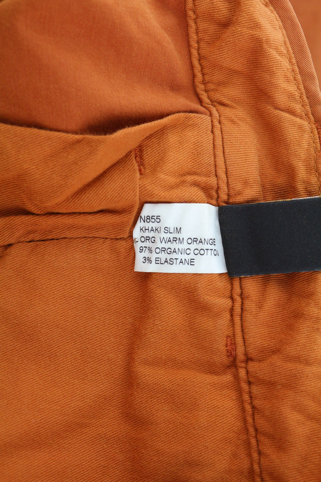 NUDIE JEANS Khaki Slim Men Trousers W30/L30 Organic Warm Orange Zip Casual Chino