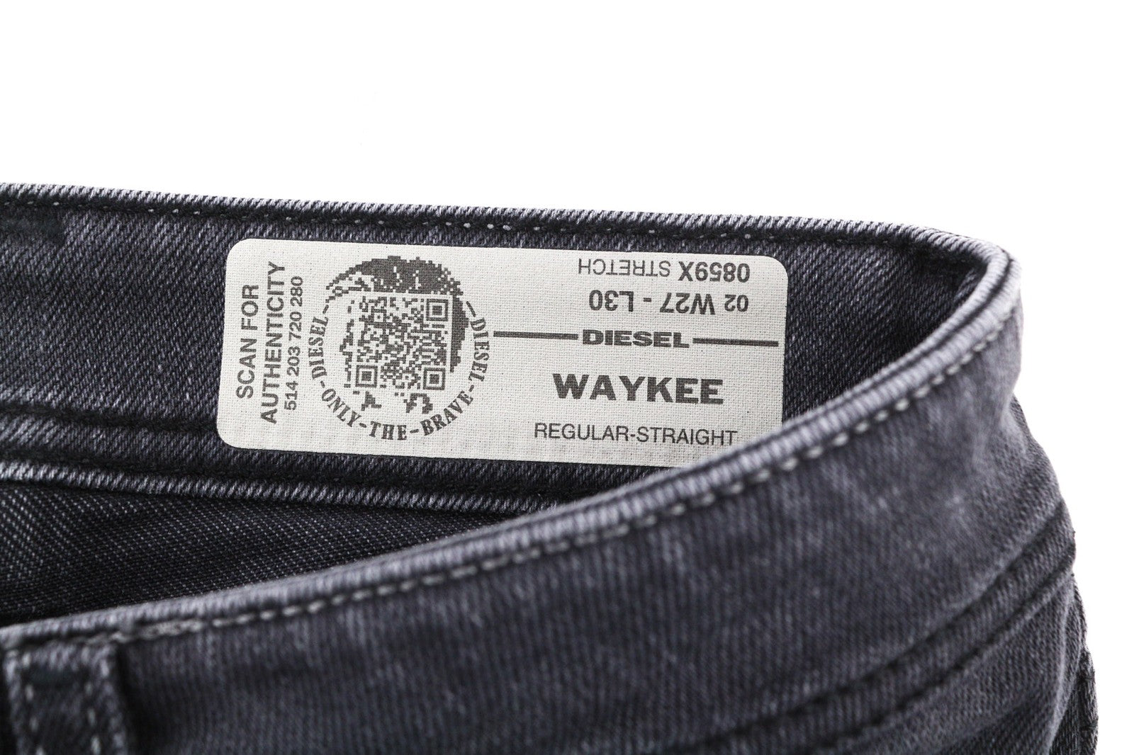 DIESEL Waykee 0859X Mens Jeans W27/L30 Regular Straight Stretchy Buttoned Dark