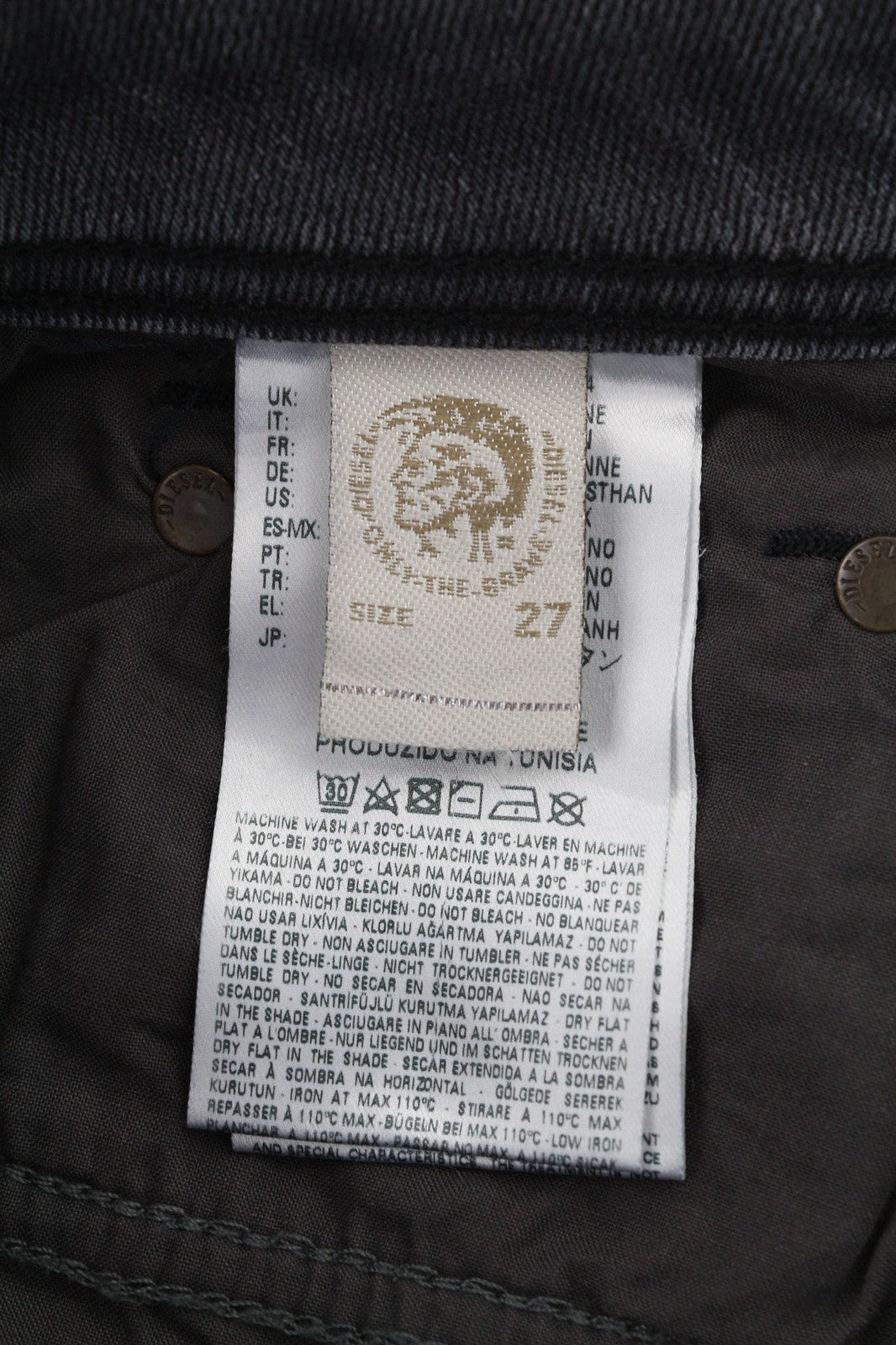 DIESEL Waykee 0859X Mens Jeans W27/L30 Regular Straight Stretchy Buttoned Dark