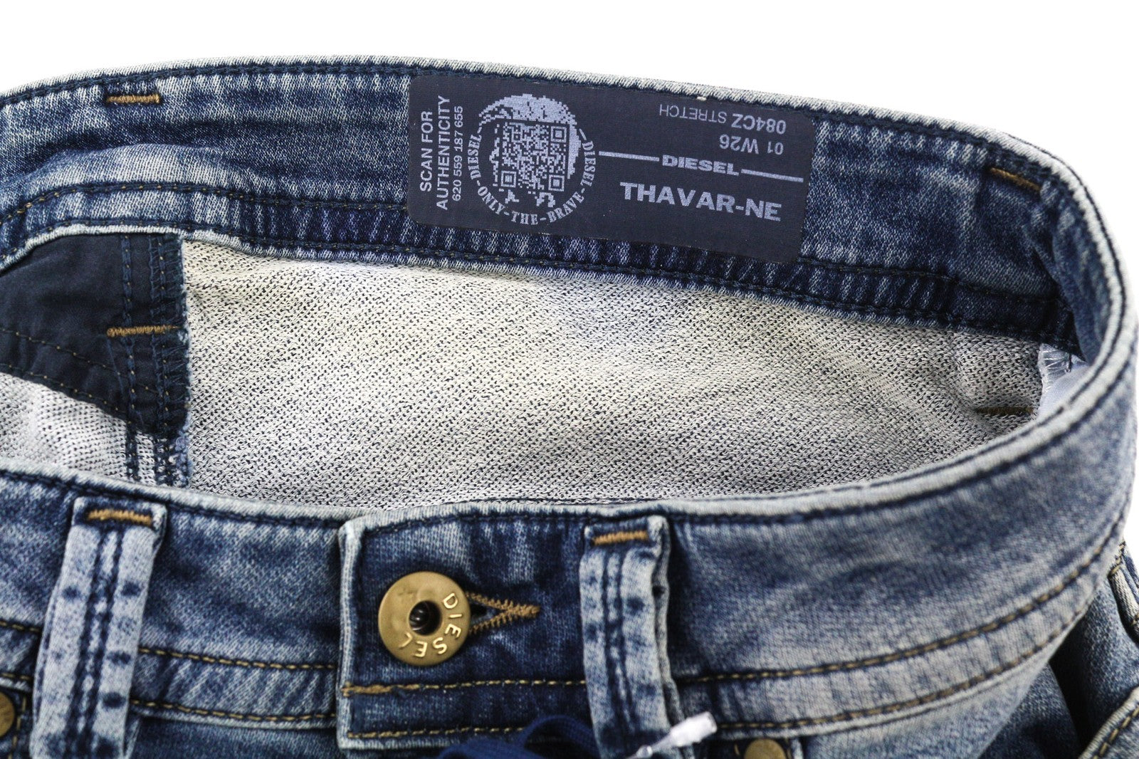 DIESEL Thavar-Ne 084CZ Mens Jeans W26 Stretchy Jogg Sweat Washed Zipper Slim