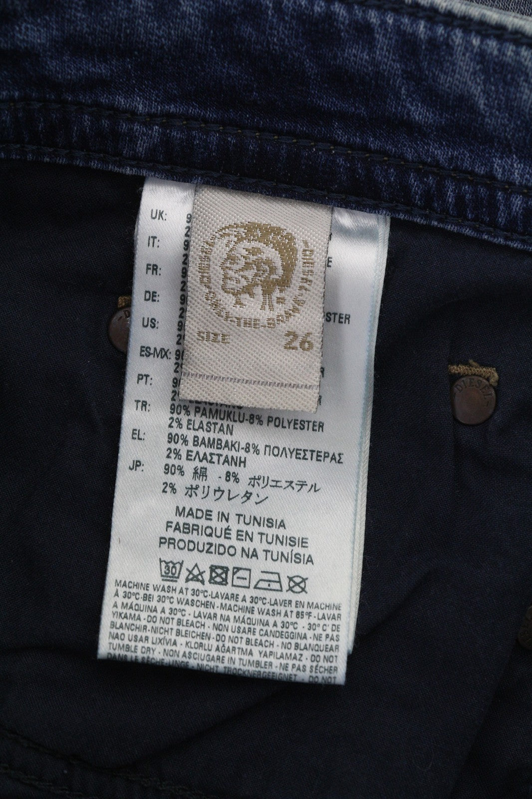 DIESEL Thavar-Ne 084CZ Mens Jeans W26 Stretchy Jogg Sweat Washed Zipper Slim