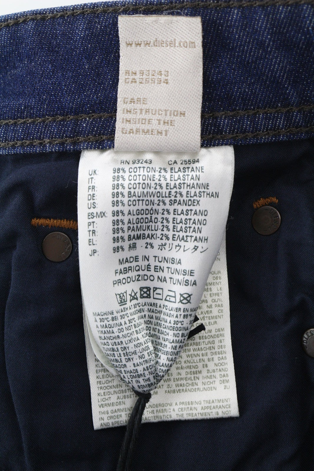 DIESEL Larkee R845B Mens Jeans W28/L32 Regular Straight Stretch Washed Buttoned