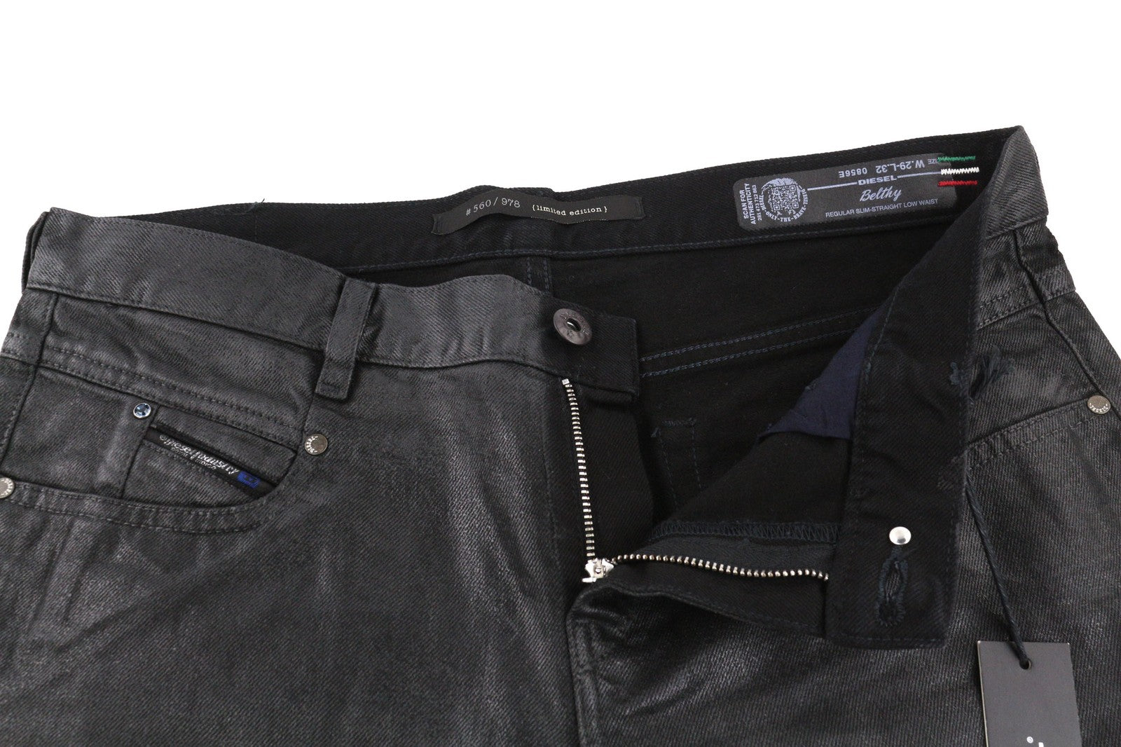 DIESEL Belthy 0856E Womens Jeans W29/L32 Coated Regular Slim Straight RRP€250