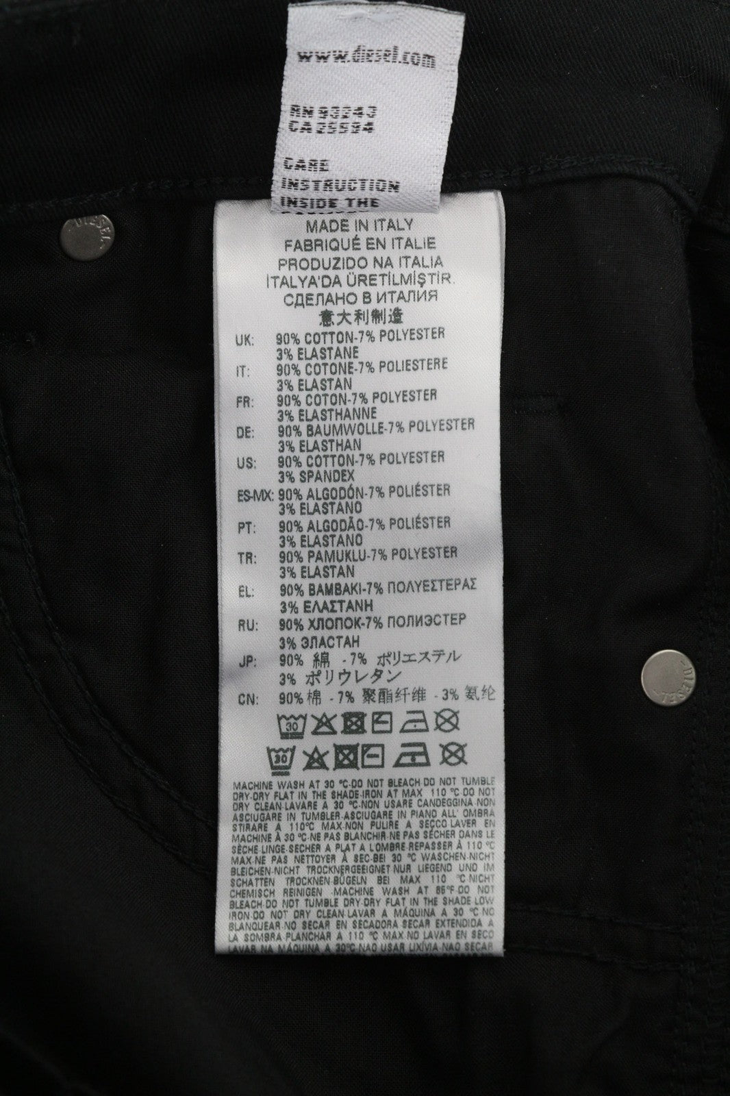 DIESEL Babhila 069EI Womens Jeans W27 Black Slim Regular Waist Stretch Buttoned