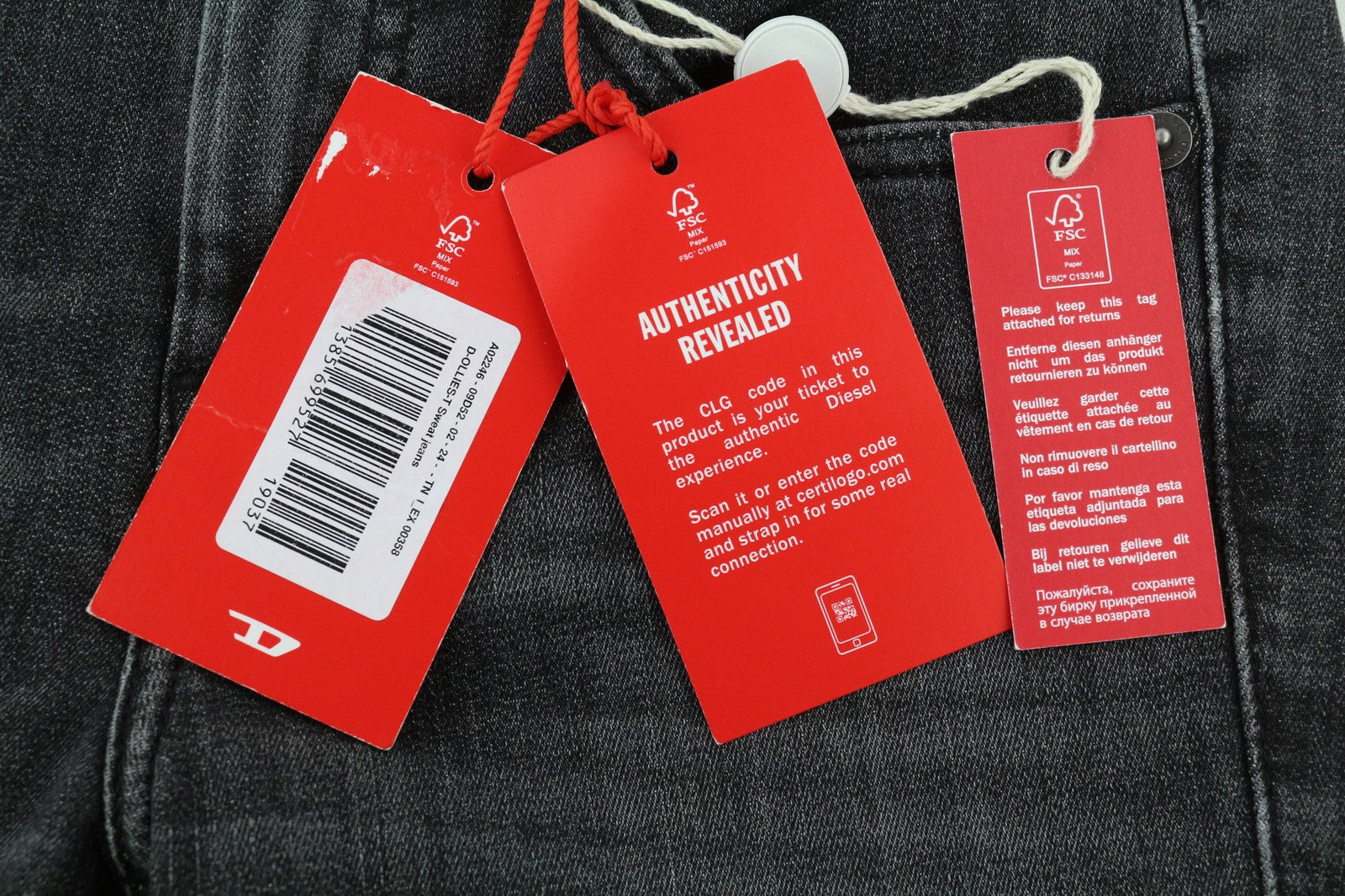 DIESEL D-Ollies 09D52 Jogg Womens Jeans W24 Sweat Washed Grey Slim Zip RRP€275