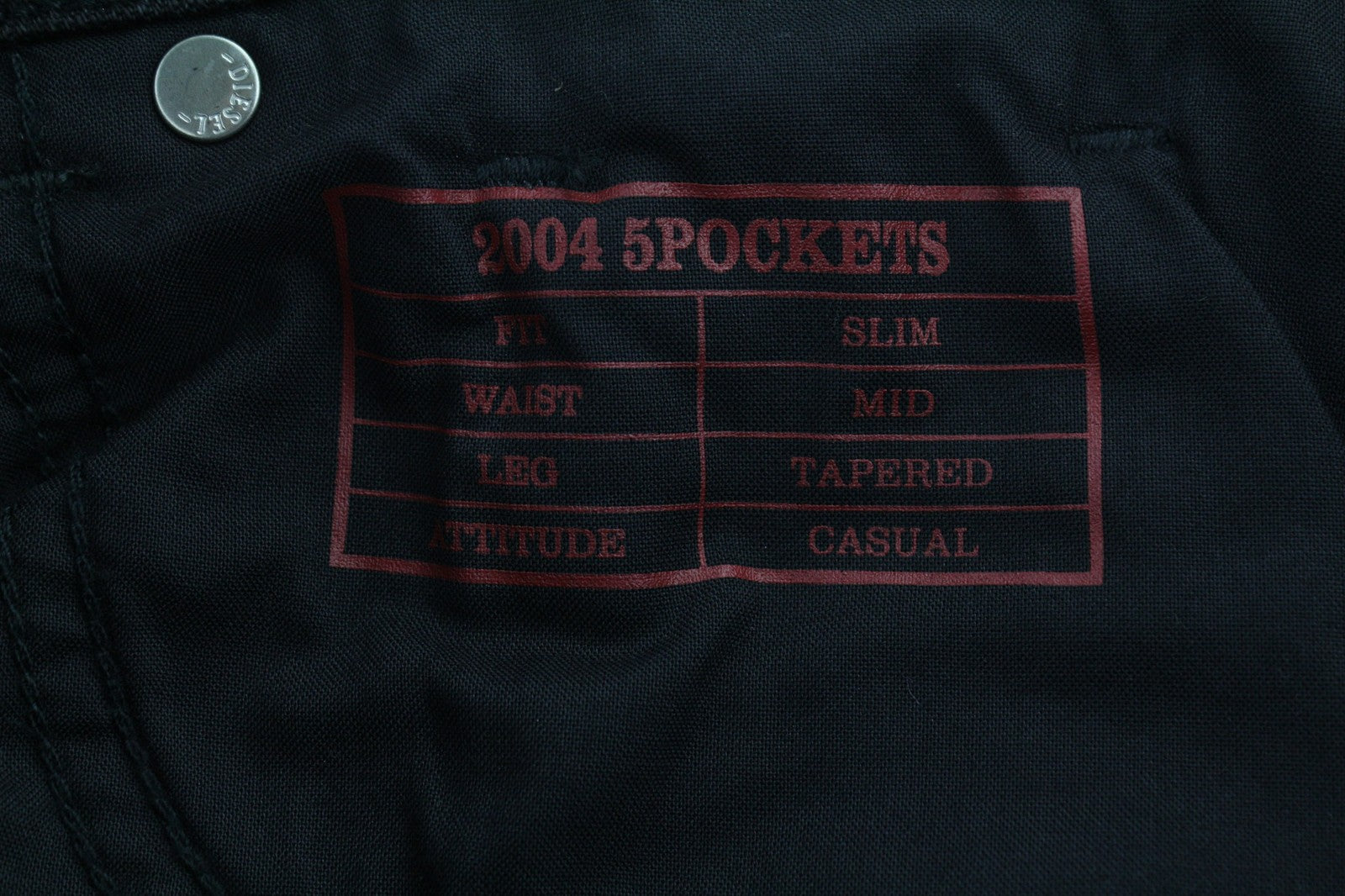 DIESEL 2004 5Pockets Z9C25 Womens Jeans W26/L32 Black Slim Tapered Leg RRP€185