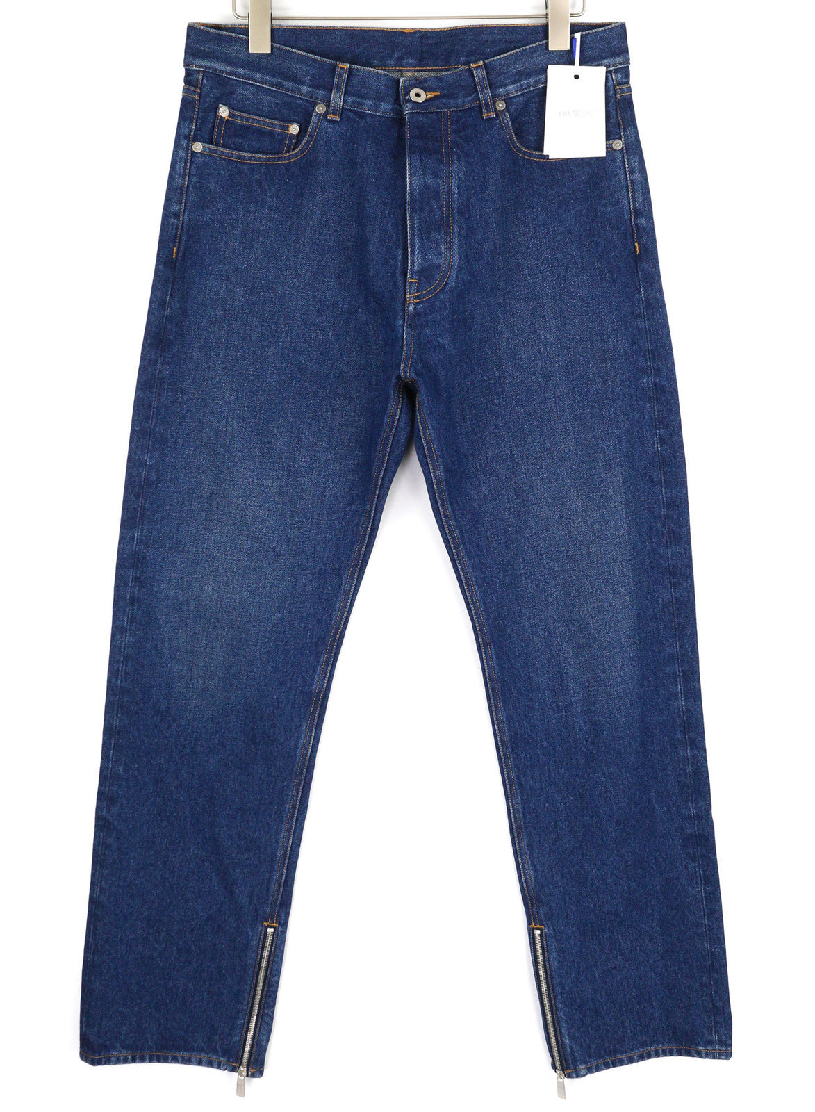 OFF-WHITE ARR Zip Det Skate Men Jeans W32 Blue Buttoned Pockets Washed RRP€650