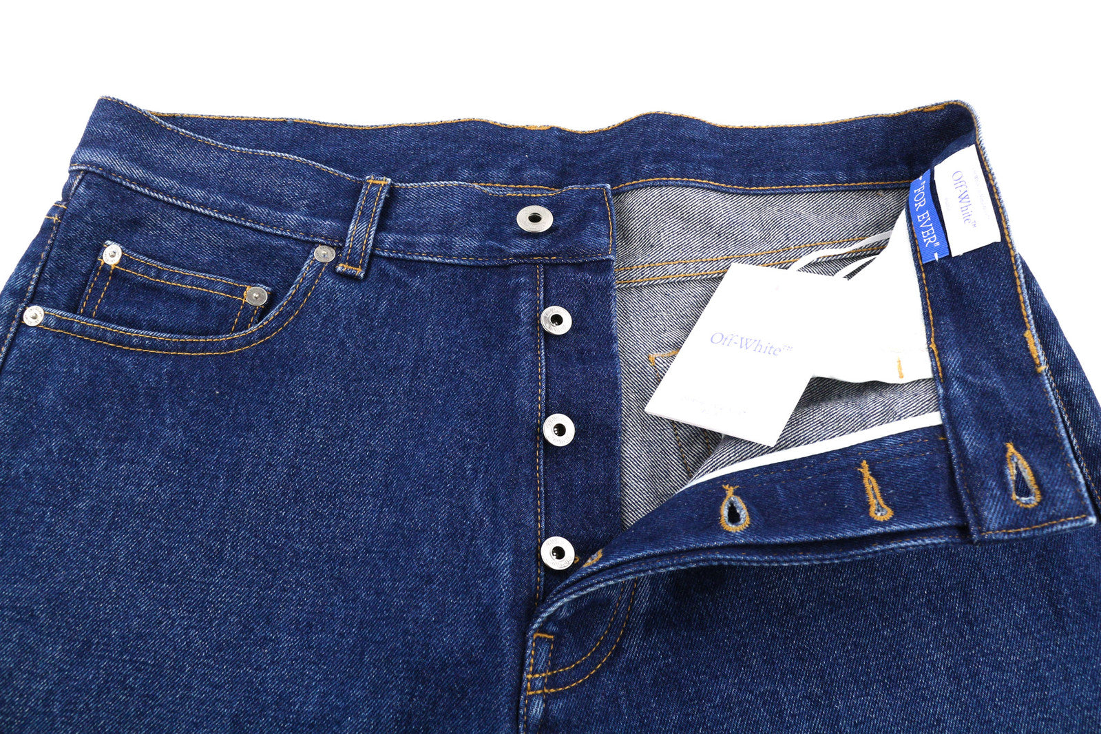 OFF-WHITE ARR Zip Det Skate Men Jeans W32 Blue Buttoned Pockets Washed RRP€650