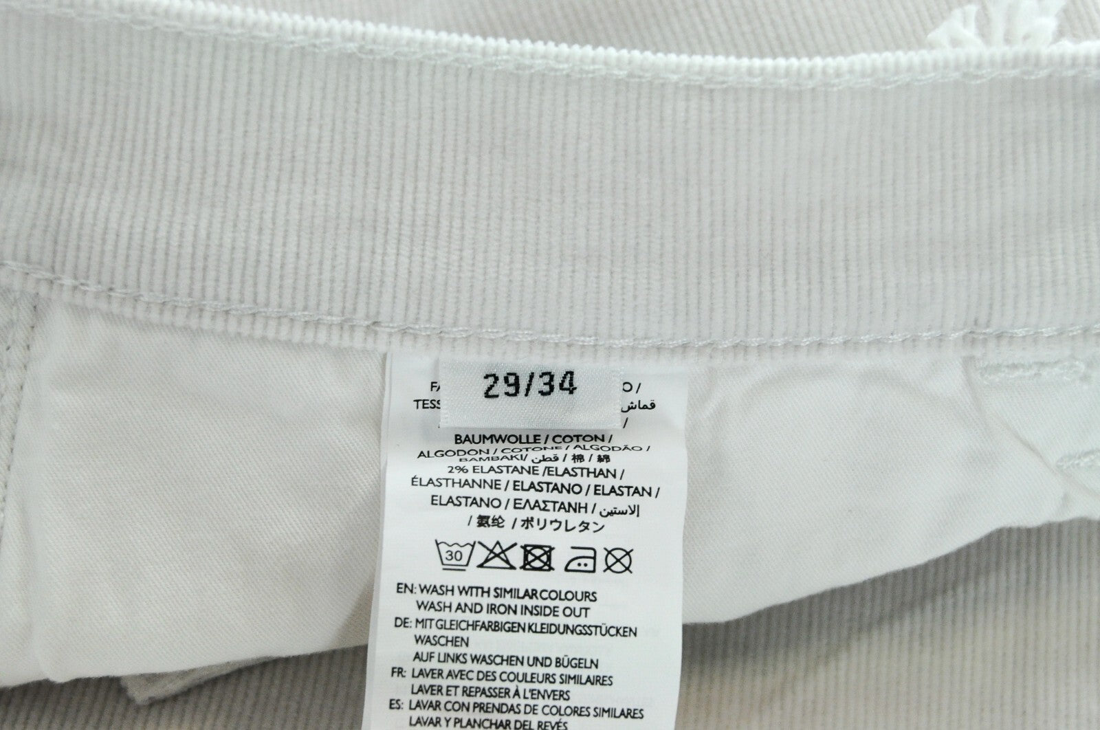 GANT The Cordster Men's Trousers W29/L34 Ivory Slim Fit Stretch Corduroy Cotton