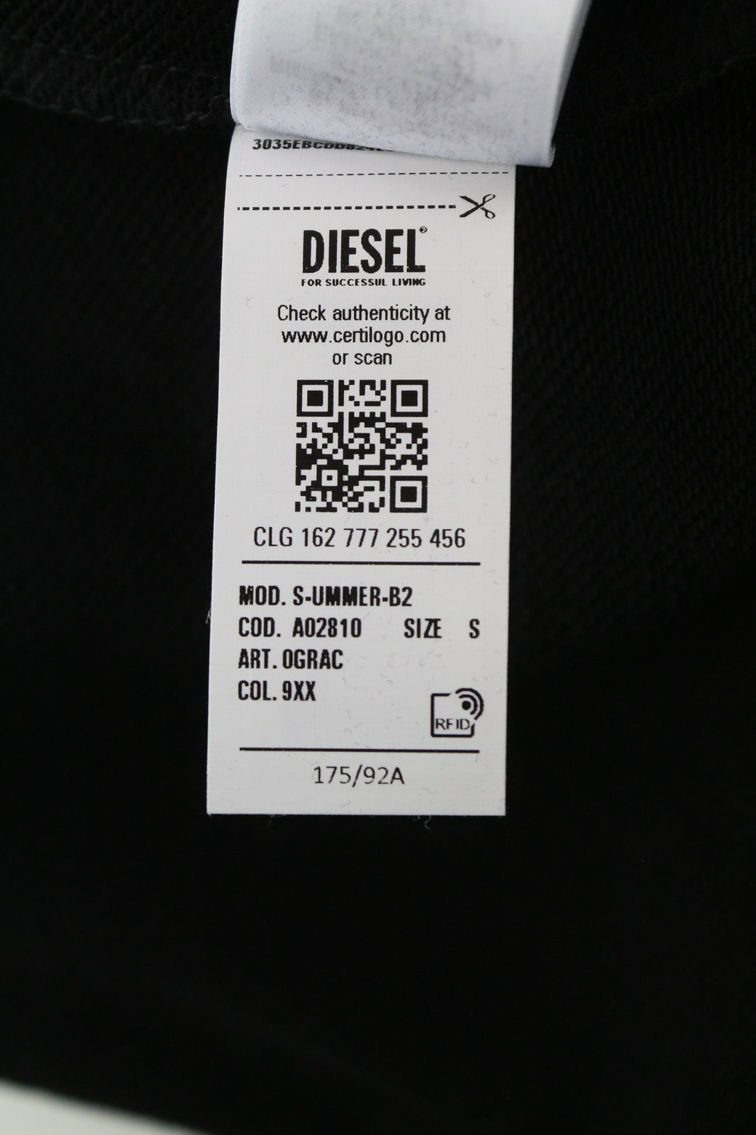 RRP150 DIESEL S-Ummer-B2 Hoodie S Black Pullover Kangaroo Pocket Unisex