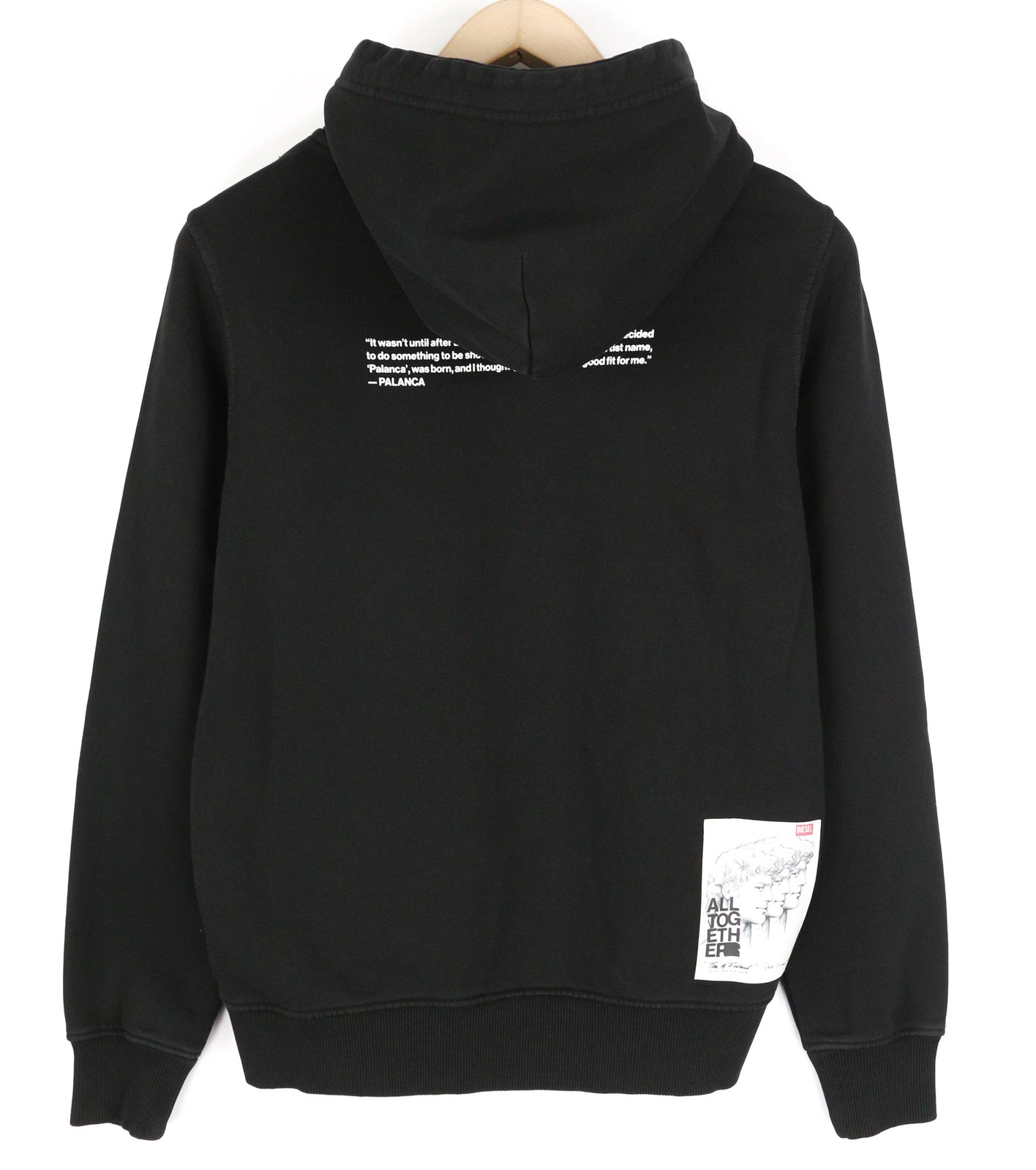 DIESEL PR-Ginn-Hood-P1 Hoodie 2XS Black Pullover Kangaroo Pocket Unisex RRP€195