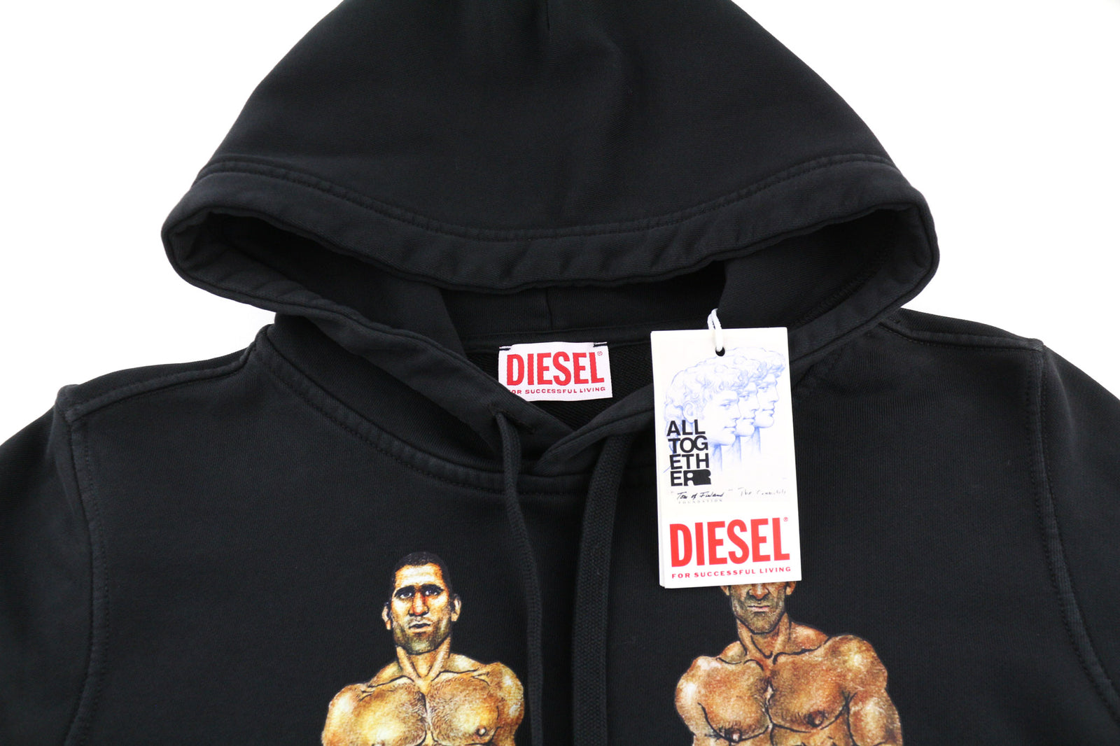 DIESEL PR-Ginn-Hood-P1 Hoodie 2XS Black Pullover Kangaroo Pocket Unisex RRP€195