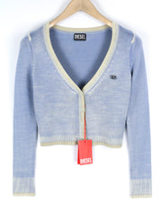 DIESEL M-Arika Women Jumper L Light Blue Washed Cardigan Wool Knitted RRP€300