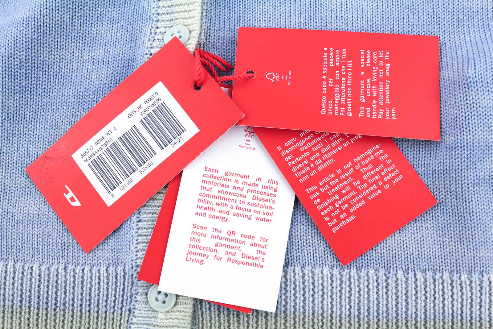 DIESEL M-Arika Women Jumper L Light Blue Washed Cardigan Wool Knitted RRP€300