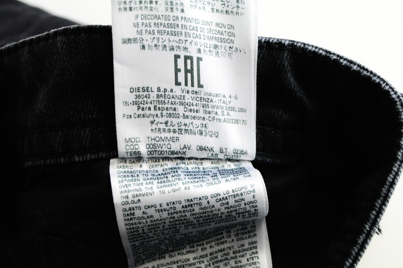 DIESEL Thommer 084NK Men's Jeans W27/L32 Dark Grey Slim Skinny Cotton Stretch